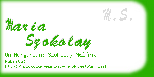 maria szokolay business card